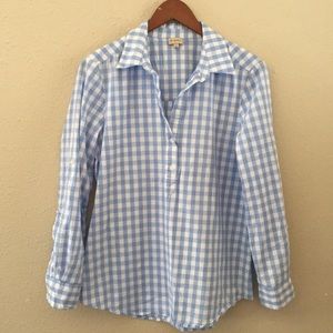 Cremieux Blue Gingham Top